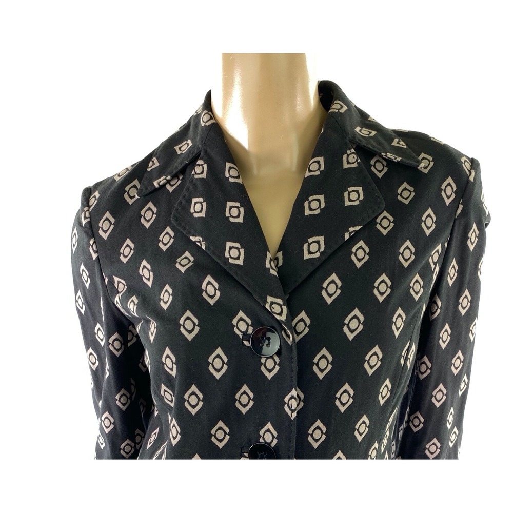 Sigrid Olsen XS Cotton Blazer Jacket Brown w Leaf Pattern Button Front Long Slee - Picture 4 of 7